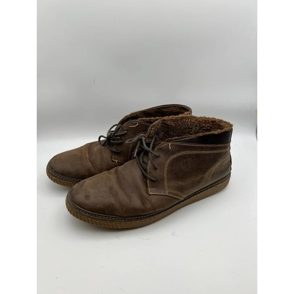 Johnston & Murphy Brown Leather Shearling Lined Chukka Boots Desert Shoes Men 11